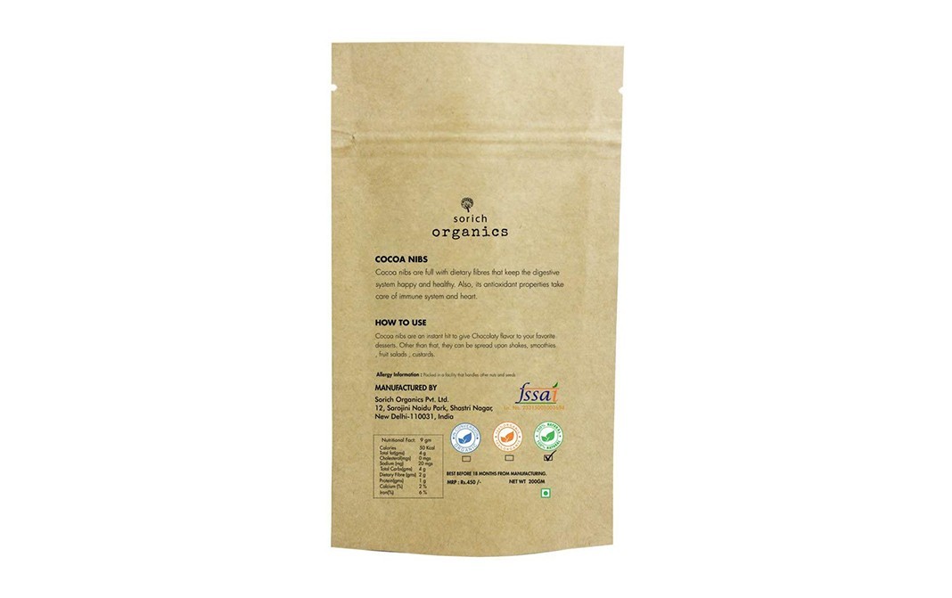 Sorich Organics Cocoa Nibs    Pack  200 grams